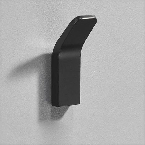 Patères métalliques sans perçage - conviennent pour les salles de bains, les cuisines, les chambres, etc. - Lot de 5, noires (1/4)