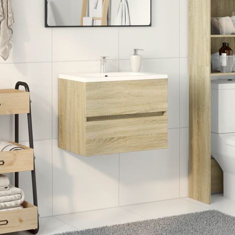 Waschbeckenunterschrank Sonoma-Eiche 60x38,5x45cm Holzwerkstoff (1/5)