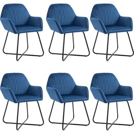 vidaXL Sillas de comedor 6 unidades terciopelo azul (1/5)