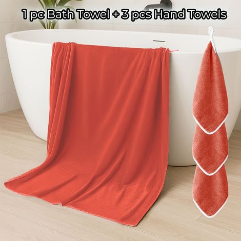 Ensemble de 4 serviettes, comprenant 1 serviette extra-large et 3 serviettes multi-usages/visage. (1/5)