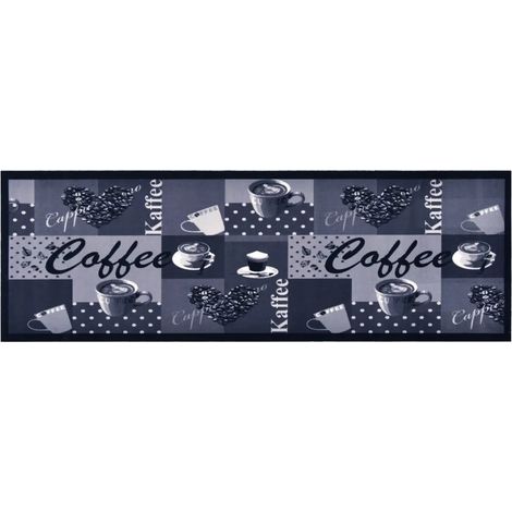 Alfombrilla de cocina lavable antideslizante y flexible 180 x 60 cm estilo moderno ambiente acogedor en poliamida azul café 020046529 (1/5)