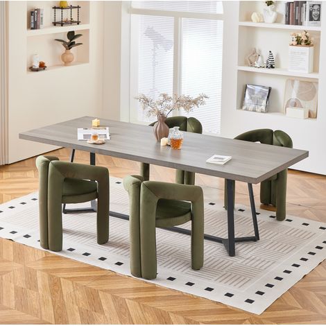 Chaise de salle à manger en velours vert avec accoudoirs, fauteuil rembourré ergonomique pour repas, salon, bureau ou maquillage, assise confortable et entretien facile – CHICFURN (1/5)