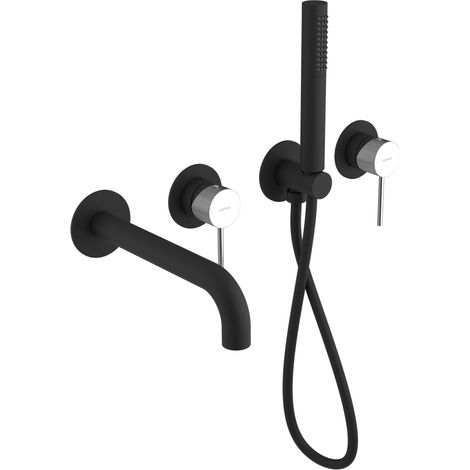 ULTRASAN Mitigeur de Baignoire à Encastrer avec Douchette, noir mat/chrome