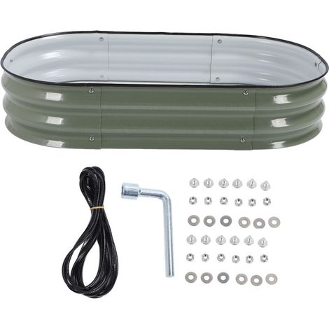 Kit de potager surélevé pour légumes et fleurs, jardinière surélevée, bacs de jardinage extérieurs, montage facile, ovale, vert clair (1/5)