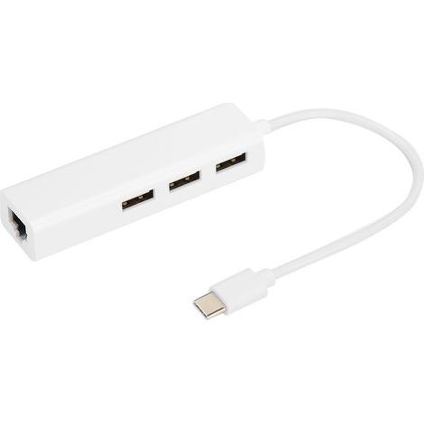 Adaptateur Ethernet USB-C vers RJ45 avec Hub 3 Ports USB 3.1 pour Mac et Android (1/5)