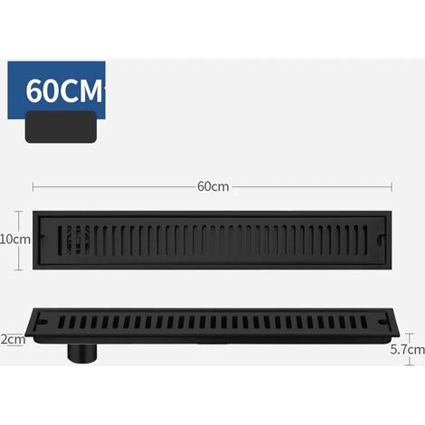 (B-60CM Side Row)Long Floor Drain Bathroom Stainless Steel 304 Thickened Large Capacity Anti-odor Shower Room Rectangular (1/4)