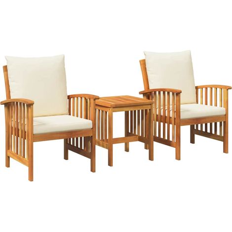Ensemble de canapé de jardin avec coussin 3 pcs Mobilier de jardin Huile Naturelle (1/5)