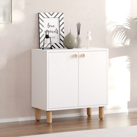 Sideboard Pontida, Kommode ein Regal, 2 Türen, 2 Fächer, 72x36x73h cm Weiß (1/5)