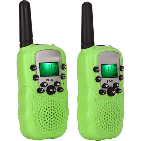 Lot de 2 talkies-walkies UHF longue portée pour enfants, 22 canaux, vert. (1/5)