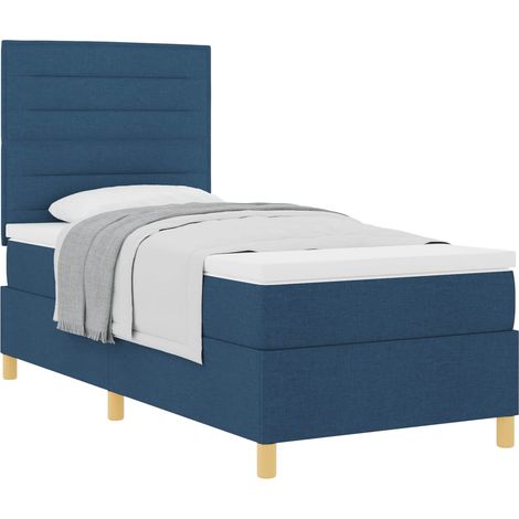 Maison Exclusive - Lit à ressorts avec matelas Bleu 80 x 200 cm tissu