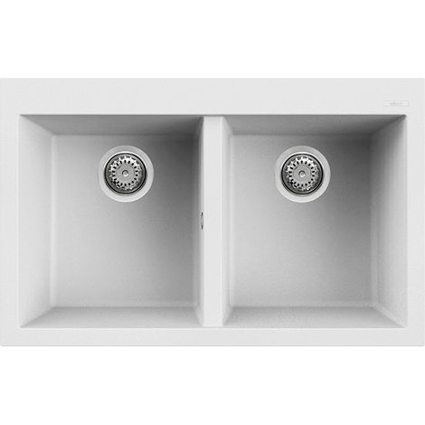 Lavello QUADRA 350 79x50 2 vasche WHITE 96 (1/3)
