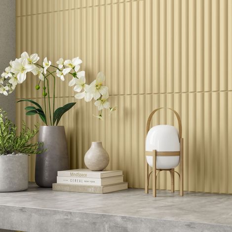 Carrelage mural intérieur mat en relief vert Acanto 10x40 cm Reeded khaki (1/3)
