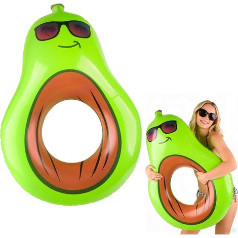 Aufblasbarer Avocado-Schwimmring, 110 cm, aufblasbarer Avocado-Pool-Schwimmring, Avocado-Pool, schwimmendes Spielzeug für Kinder und Erwachsene (1/5)