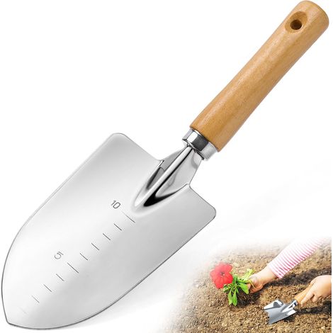 Gartenschaufel aus Aluminiumlegierung mit abgestuften Griffen und leichtem Holzgriff robustes Werkzeug zum Pflanzen, zur Bodenvorbereitung und zum Kompostieren. (1/5)