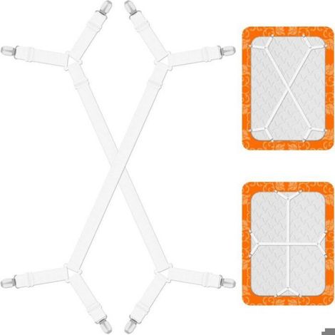 Tendeur Drap Housse - Élastique Réglable 70-277 Cm - Clips Métalliques Triangle - Pour Lit Housses Matelas Canapé Berceau - 2 Pièces (1/3)