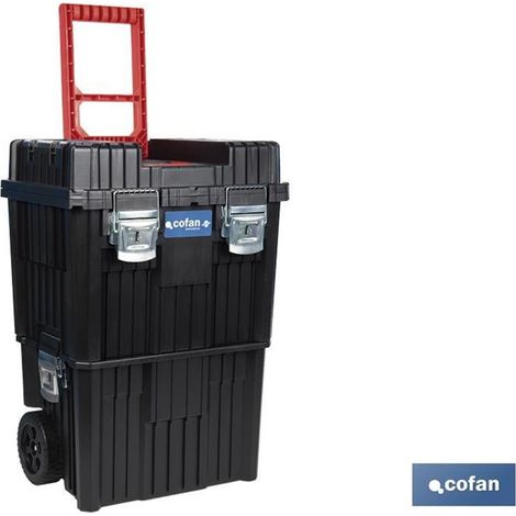 Cassetta portautensili compatta con doppia maniglia e ruote 450 x 360 x 640 mm