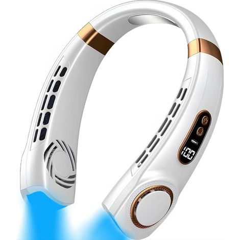 Ventilateur de cou LED avec plaques de refroidissement, 5 vitesses réglables de ventilateur, batterie 4000 mAh, rechargeable USB (1/5)