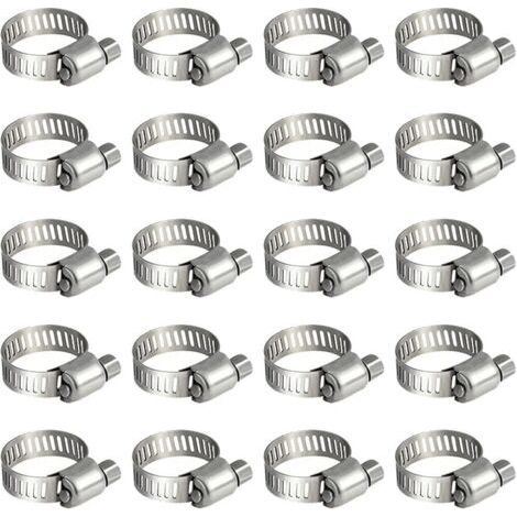 25pcs 6-12mm Collier de Serrage Inox, Collier Serrage Réglable en Acier Inoxydable Convient Pour Piscine, Machine à Laver, Jardin (1/5)