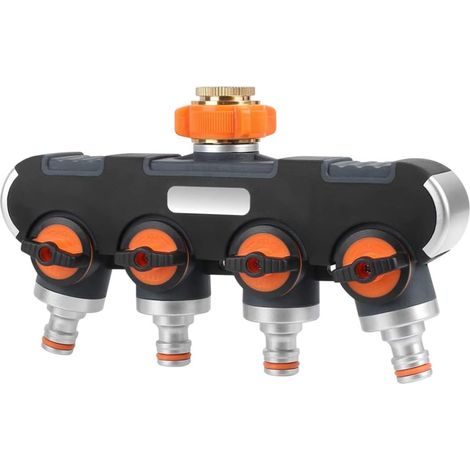 Robinet de séparateur d'arrosage, séparateur de tuyau de jardinage 4 voies d'arrosage de jardin avec raccordement en laiton Distributeur Distributeur Réglé Verroutable (1/5)