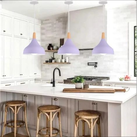 kawoo 3pcs Moderne Lustre Luminaire Industrielle Violet,Lampe Suspension Retro Style Nordique pour Salon Chambre Cafe Bar,ø20cm (1/4)