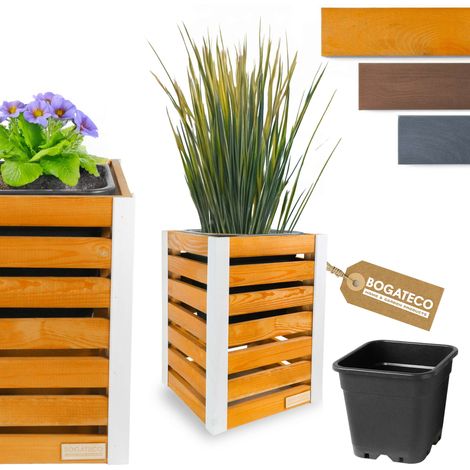 Jardinière Bois Bogateco 59x36x36 cm avec Bac Brun Clair (1/5)