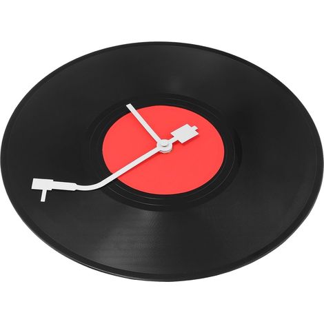 Horloge Murale Décorative Vinyle 30 CM Vintage Aiguilles Blanches Style Phonographe Horloge Murale Créative Rouge pour Salon Chambre Décoration Intérieure (1/5)