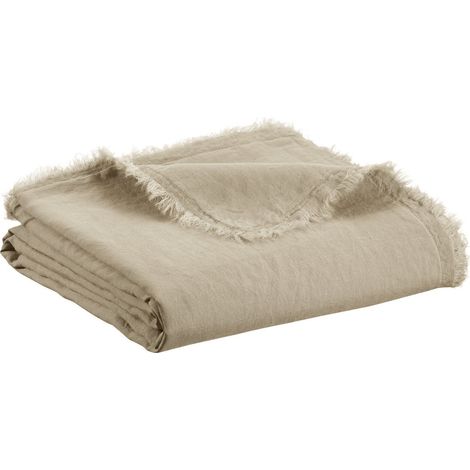 Plaid Nomade en Lin et Coton Stonewashed, Couverture Décorative Douce, 130 x 180 cm - PANGIVO (1/4)