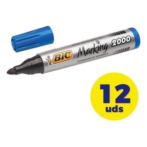Bic permanentmarker mit der markierung 2000 runde spitze blaue box -12u-