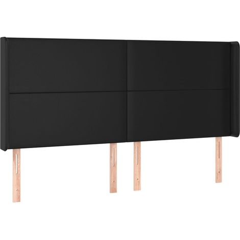 Accessorio letto testiera mobile camera da letto con bordo laterale 203 x 16 x 118/128 cm sintetico nero TDL0204503