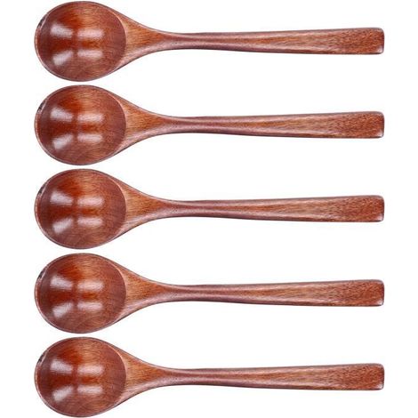 OMABETA Cuiller à soupe 5pcs Cuillère à Soupe en Bois Cuillère à Riz à Long Manche Vaisselle de Maison pour Cuisine table louche (1/4)