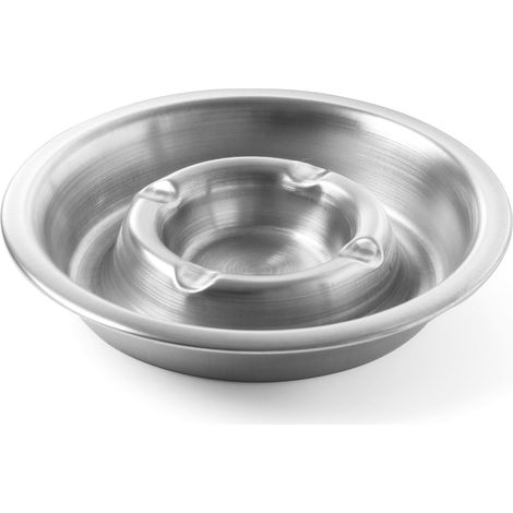 Cenicero con canaleta para cenizas, acero inoxidable, diámetro 140 mm - Hendi 440001