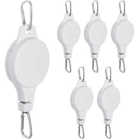 Filiyano-Lot de 6 poulies rétractables pour plantes, faciles d'accès, hauteur réglable, roulettes de suspension, blanches (1/3)