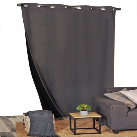 Rideau occultant thermique à œillets, Gris foncé - 140x240cm prêt a poser Atout Ciel (1/5)