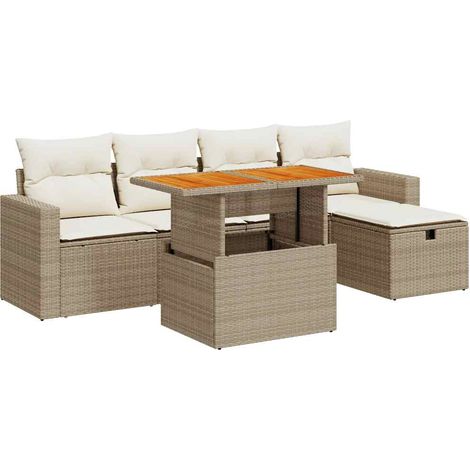 Maison Exclusive - Set sofás jardín y cojines 6 pzas ratán sintét (1/5)