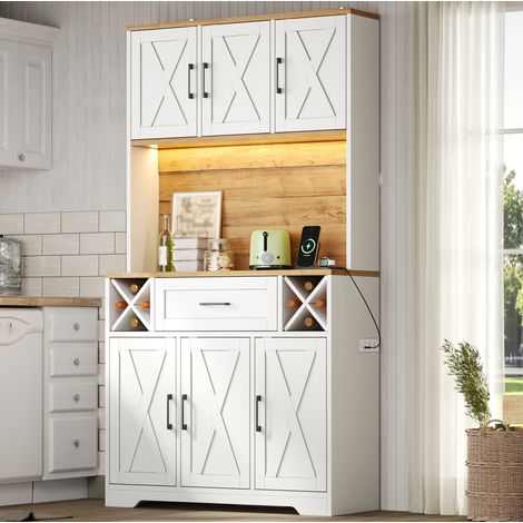 Mobile da cucina alto con LED, portabottiglie, MDF, 105 x 40 x 180 cm DESVIAE (1/5)