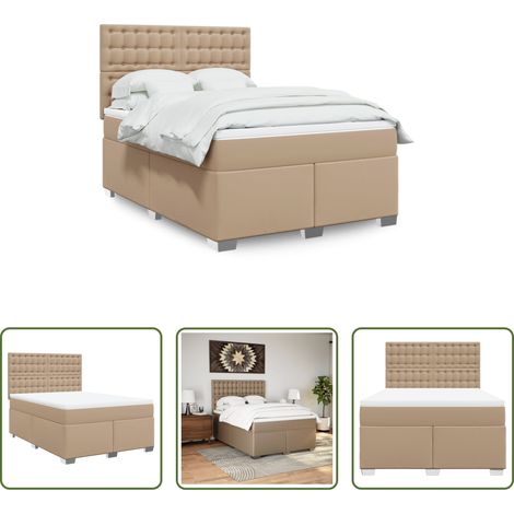 Matelas à ressorts ensachés - Sommier à lattes de lit avec matelas Cappuccino 140x190 cm (1/5)