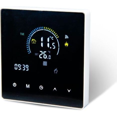 Thermostat connecté WiFi pour chaudière à gaz, thermostat d'ambiance programmable, contrôleur de température mural avec numérique 16 A, noir,de (1/3)