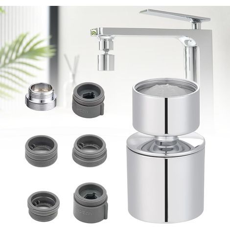 Aireador de grifo AIDUCHO, filtro de grifo giratorio de 360° con 2 modos de rociado, antisalpicaduras, descalcificador, accesorios para lavabos de baño y cocina, ahorro de agua - FM22 (1/5)