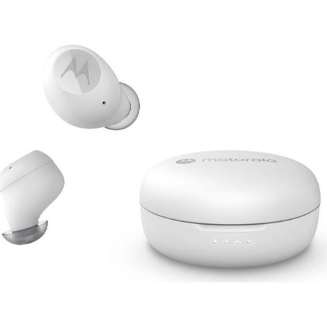 Motorola Sound Moto Buds 150 - Auriculares inalámbricos, Bluetooth, Resistentes al agua y al sudor, Control táctil y por voz, 18 horas de reproducción, Blanco (1/3)