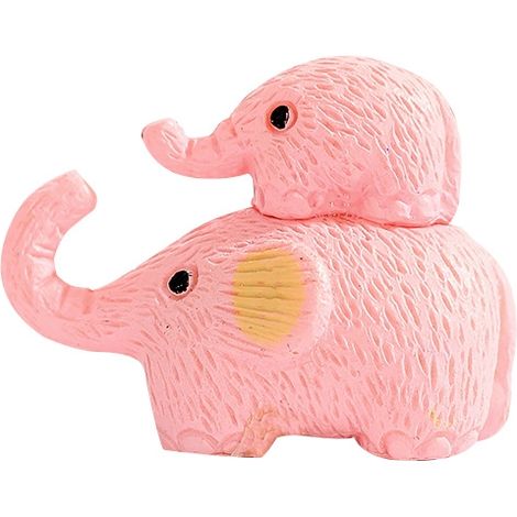 Paire de plantes décoratives en résine représentant un adorable éléphant bleu et rose de dessin animé miniature. (1/3)