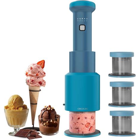 Cecotec Sorbetière manuelle Gelatec Easymove. 5 programmes, mélange vertical crémeux, glaces/sorbets/boissons en 3 étapes.