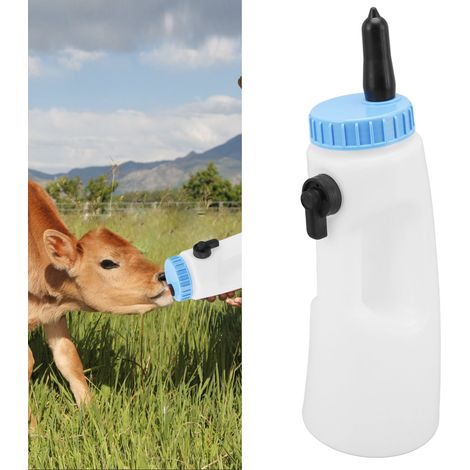 Biberón de PE de 2,5 litros para corderos, terneros y otros animales, con asa resistente y válvula antigoteo, práctico para la agricultura y la ganadería. (1/5)