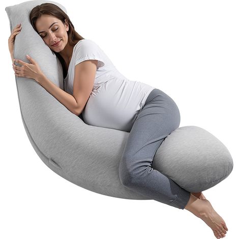 Coussin de Grossesse, Forme L, Oreiller de Maternité pour Femmes Enceintes, Oreiller Soutien Ergonomique Doux Respirant avec Housse Lavable, pour Dormir Côté, Soutien Tête, Cou, Ventre, Jambes (1/5)