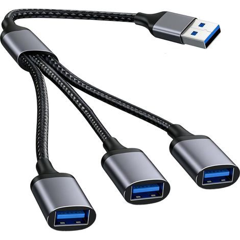 Câble USB 2.0 Splitter 3 Ports, Adaptateur USB-A 1 Mâle à 3 Femelle, Adaptateur Répartiteur USB2.0 pour Ordinateur Portable, Consoles de Jeux, Clavier et Souris (1/5)