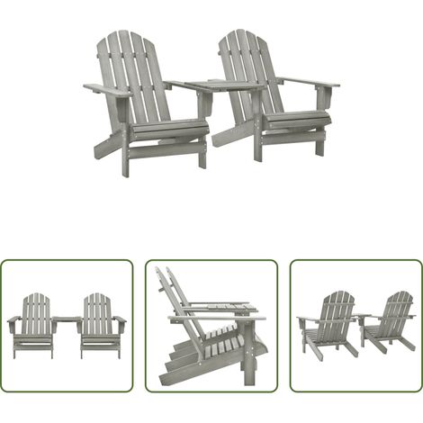 Chaise Adirondack - Chaises de jardin Adirondack avec table bois de sapin gris (1/5)