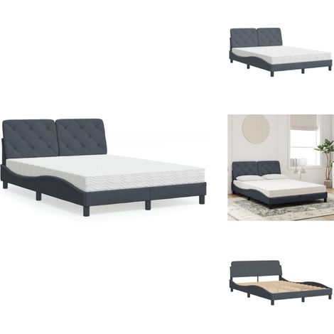 Bett mit Matratze Dunkelgrau 140x200 cm Samt - Samtsofa - Doppelbett - Boxspringbetten - Schlafzimmermöbel - Bettgestell (1/5)