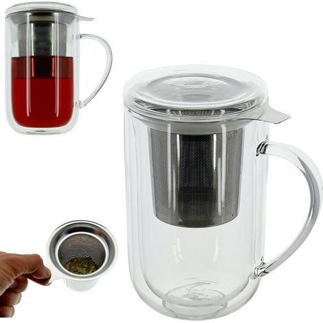 TAZZA DA TÈ INVERNALE IN VETRO TERMICO CON INFUSORE E COLINO IN ACCIAIO (1/5)