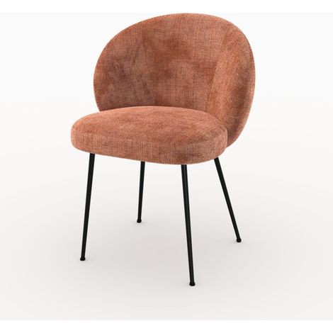 Chaise en velours chenillé terracotta et métal noir - Bloomy