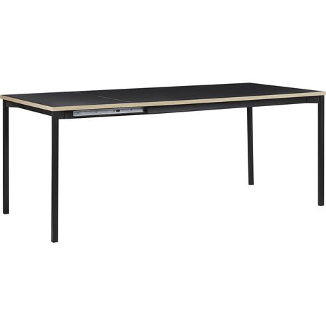 Mesa de comedor extensible MDF negro 140/190 x 90 cm moderno industrial Avis (1/5)