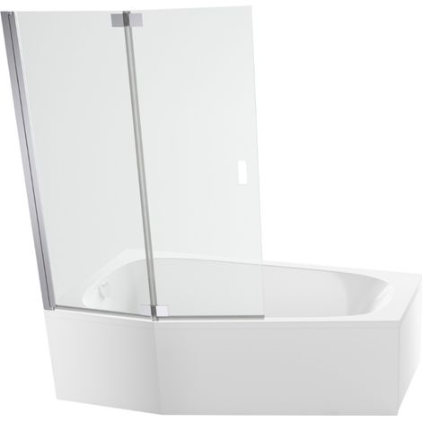 Pack baignoire bain douche 170 x 90 JACOB DELAFON Bastille vidage à gauche blanc brillant + tablier en niche + pare-bain chromé